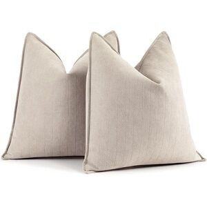 4 Chenille Cream Throw Pillow covers 18x18